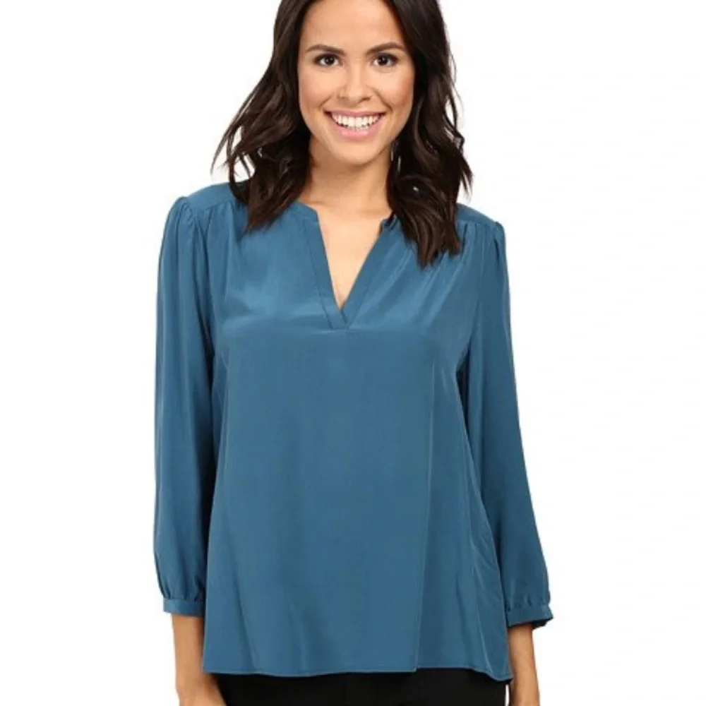 • Joie • Della Silk Blouse Blue XS - Picture 3 of 4